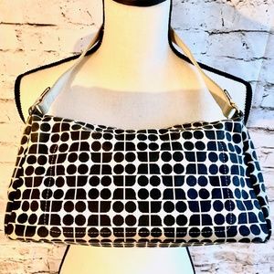 Authentic Kate Spade Signature Black/Ivory Canvas Purse / Handbag